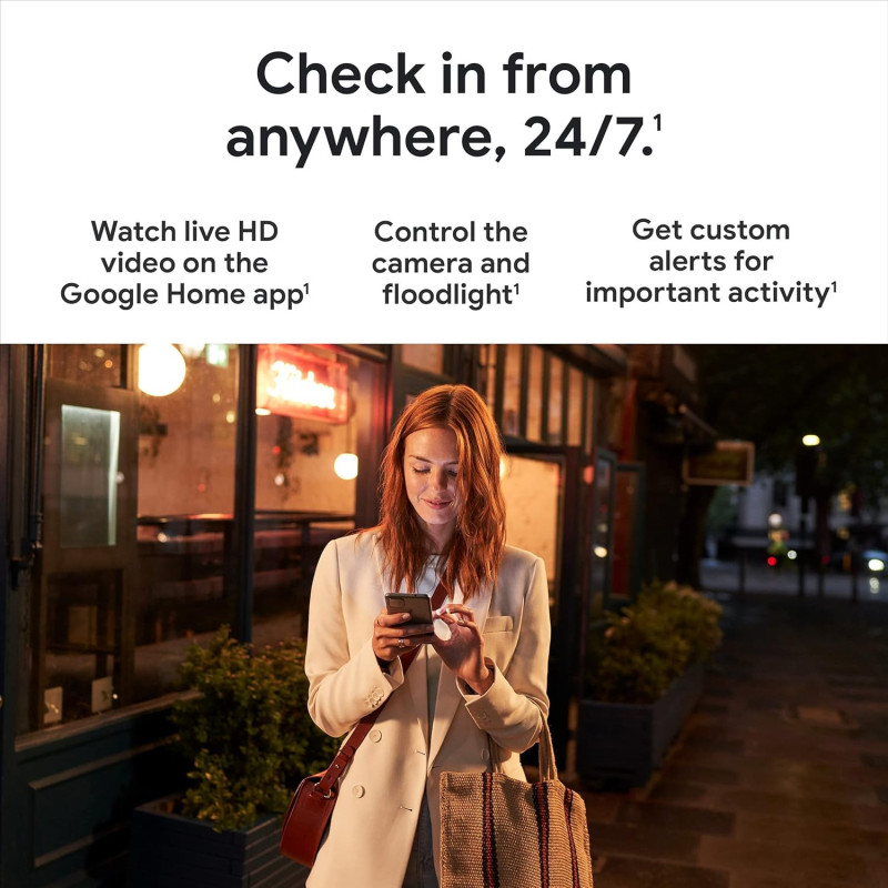 Google Nest Cam with Floodlight - Outdoor Security Camera, White, 1 Pack