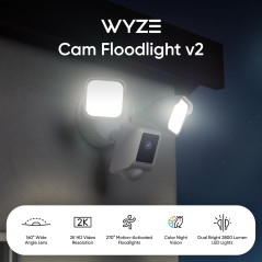 Caméra WYZE Floodlight v2 2K HD avec Vision Nocturne Couleur