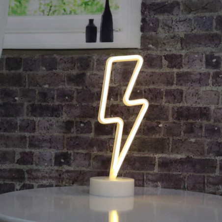 ENUOLI LED Lightning Neon Sign - Battery/USB Powered Warm White Light
