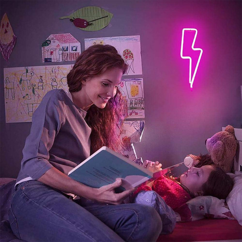 YouOKLight Pink Lightning Bolt Neon Sign – LED Wall & Night Light