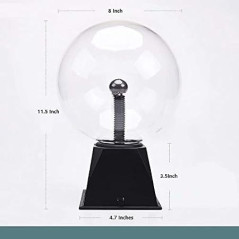 Hooyi 8 Inch Magic Plasma Ball - Sound Sensitive Neon Lightning Globe