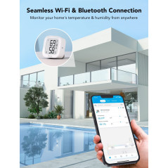 Govee WiFi Thermometer Hygrometer H5103 - Indoor Bluetooth Temp & Humidity Sensor with E-Ink Display & App Alerts