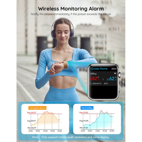 Govee Thermomètre Hygromètre WiFi Bluetooth H5103 - Écran Encre Électronique, Alertes App, Export Données
