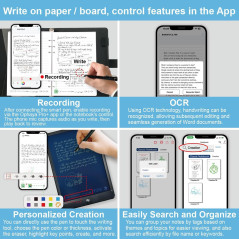 Ophayapen Smart Sync Pen with Notebook & Writing Board – Real-time Digitizing, Text Conversion & Sharing via App