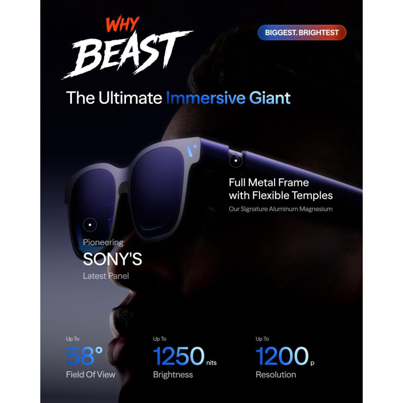 VITURE Beast XR/AR Glasses: 174 1200p, Harman Audio, Multi-Device Compatible