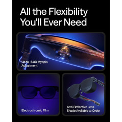 VITURE Luma AR/XR Glasses - 146” 1200p Ultra Sharp Display, 50° FOV, Electrochromic, Myopia Adjust, Multi-Device Compatible