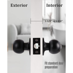 Poignées de porte noires mat avec serrure et clés, intérieur/extérieur