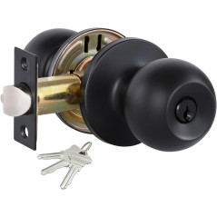 Lanwandeng Matte Black Door Knobs with Lock & Keys - Bedroom & Bathroom
