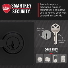 Kwikset Casey Matte Black Entry Door Handle with Secure SmartKey Lock