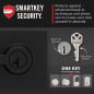 Kwikset Casey Matte Black Entry Door Handle with Lock, Keyed Reversible Lever, Pick-Resistant SmartKey Security