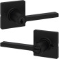 Kwikset Casey Matte Black Entry Door Handle with Lock, Keyed Reversible Lever, Pick-Resistant SmartKey Security