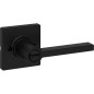 Kwikset Casey Matte Black Entry Door Handle with Lock, Keyed Reversible Lever, Pick-Resistant SmartKey Security