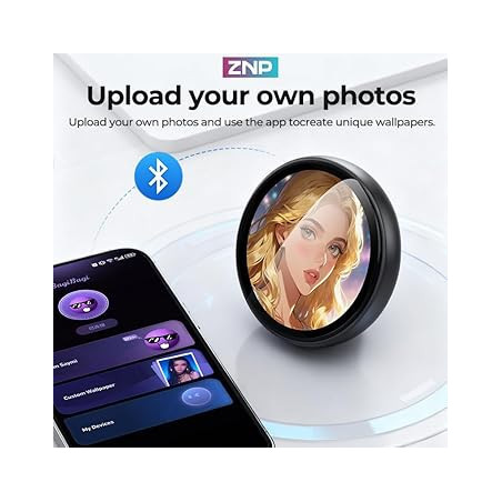 ZNP AI Companion Smart Badge with HD Touchscreen, Custom Patterns, 60-Language Translation for Travel & Business