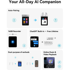 Écouteurs Wooask A9 AI Traducteur, Traduction Instantanée Hors Ligne, Appels 4G & Hotspot Intégrés (Blanc)