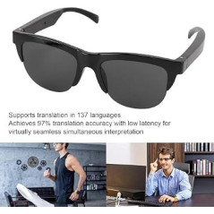 Lunettes Intelligentes Ciciglow8eixz25pms, Traduction Bluetooth 137 Langues, Contrôle Tactile, Micro Intégré