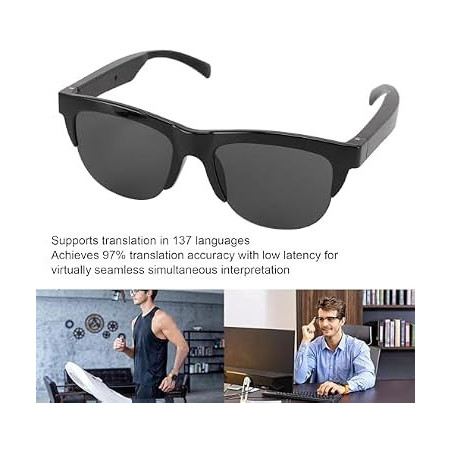 Lunettes Intelligentes Ciciglow8eixz25pms, Traduction Bluetooth 137 Langues, Contrôle Tactile, Micro Intégré