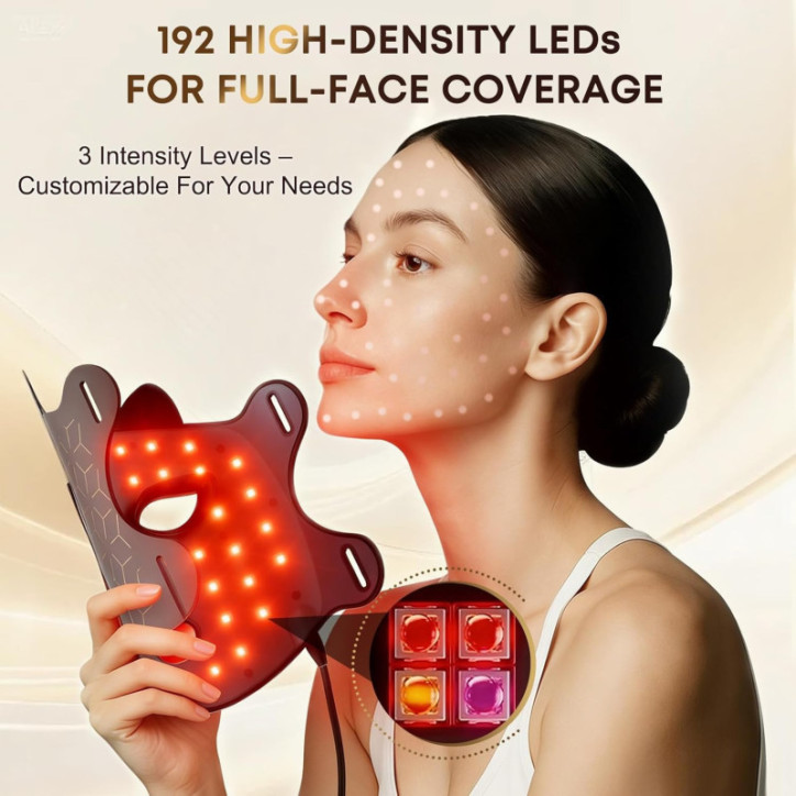 Masque de thérapie LED visage rouge et infrarouge 850nm, rechargeable USB-C, pour maison et voyage Masque de thérapie LED visage rouge et infrarouge 850nm, rechargeable USB-C, pour maison et voyage