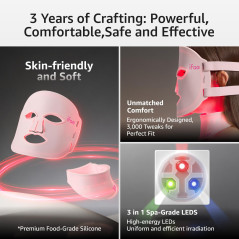 Masque LED IFAE 850nm Anti-Rides Visage & Cou Portable Rose
