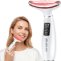 Thérapie par lumière rouge visage et cou, masseur 7 couleurs anti-âge, appareil LED rechargeable avec chaleur et vibration