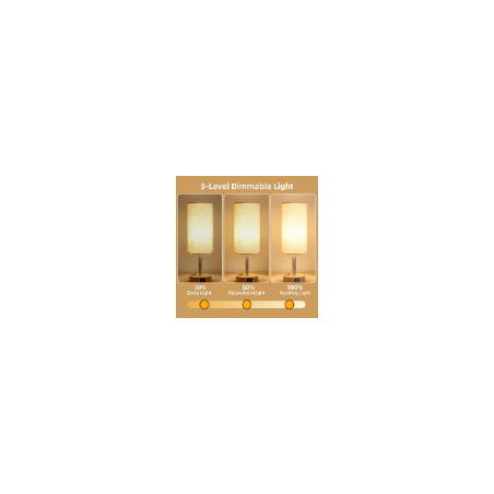 Lampe de chevet tactile 3 niveaux avec USB et prise AC