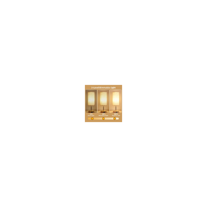 Lampe de chevet tactile 3 niveaux dimmable avec prise AC, USB & USB-C, bois chaleureux, pour chambre Lampe de chevet tactile 3 niveaux dimmable avec prise AC, USB & USB-C, bois chaleureux, pour chambre