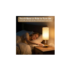Lampe de chevet tactile 3 niveaux avec USB et prise AC
