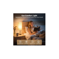 Lampe de chevet tactile 3 niveaux avec USB et prise AC