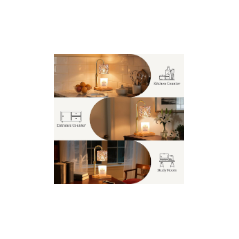 Lampe Chauffe-Bougie Hong-in avec Minuterie, Hauteur Réglable, Verre Ambre Vintage – Cadeau Idéal Femme