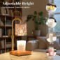 Lampe Chauffe-Bougie Hong-in avec Minuterie, Hauteur Réglable, Verre Ambre Vintage – Cadeau Idéal Femme