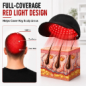 Laser Hair Growth Cap 650nm Red Light Therapy for Hairline & Thinning Crown, Rechargeable Scalp Care Device - Black