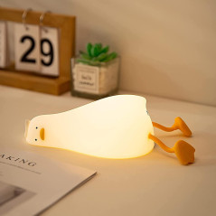 HAPPYBAG LED Duck Night Light - Dimmable, Rechargeable, Cute Nursery Lamp