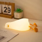 HAPPYBAG LED Flat Duck Night Light, 3-Level Dimmable Silicone Squishy Rechargeable Touch Lamp for Kids