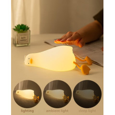 HAPPYBAG LED Duck Night Light - Dimmable, Rechargeable, Cute Nursery Lamp