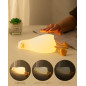 HAPPYBAG LED Flat Duck Night Light, 3-Level Dimmable Silicone Squishy Rechargeable Touch Lamp for Kids