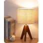 EDISHINE Tripod Table Lamp, 14.2 Small Bedside Lamp with Beige Linen Shade & Light Brown Wood Base, E26 Socket EDISHINE Tripod Table Lamp, 14.2 Small Bedside Lamp with Beige Linen Shade & Light Brown Wood Base, E26 Socket