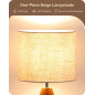 EDISHINE Tripod Table Lamp, 14.2 Small Bedside Lamp with Beige Linen Shade & Light Brown Wood Base, E26 Socket EDISHINE Tripod Table Lamp, 14.2 Small Bedside Lamp with Beige Linen Shade & Light Brown Wood Base, E26 Socket