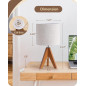 EDISHINE Tripod Table Lamp, 14.2 Small Bedside Lamp with Beige Linen Shade & Light Brown Wood Base, E26 Socket EDISHINE Tripod Table Lamp, 14.2 Small Bedside Lamp with Beige Linen Shade & Light Brown Wood Base, E26 Socket