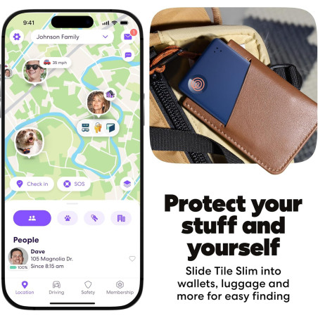 Life360 Tile Slim Bluetooth Tracker - Wallet & Item Locator Navy Blaze