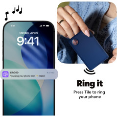 Life360 Tile Slim Bluetooth Tracker - Wallet & Item Locator Navy Blaze