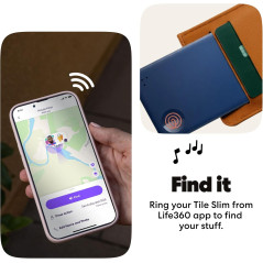 Life360 Tile Slim Bluetooth Tracker - Wallet & Item Locator Navy Blaze