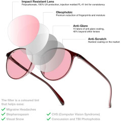 BRADDELL FL-41 Rose & FL-60 Brown Tinted Migraine Glasses for Fluorescent LED Glare, Photophobia (Medium-Small)