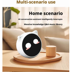 AI Chat Companion Robot with Voice, Emotional Expressions & Q&A – Portable Mini Smart Desktop Assistant (Black)