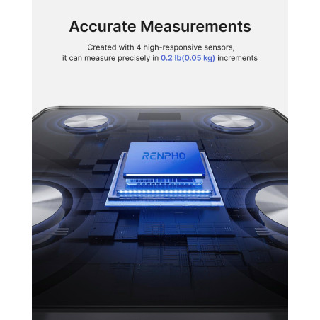 RENPHO Smart Digital Body Scale with BMI, Body Fat, Bluetooth Sync, Tempered Glass, 400 lbs Capacity