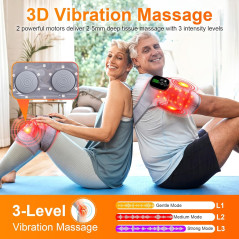 Knee Massager with Heat, Red Light Therapy & Vibration - Portable & Rechargeable