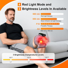 Knee Massager with Heat, Red Light Therapy & Vibration - Portable & Rechargeable