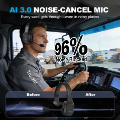 Bluetooth Headset for Truck Drivers | Wireless, Noise-Canceling, 45H Talk Time