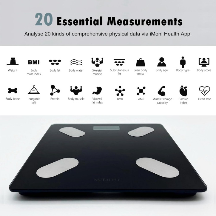 NUTRI FIT Smart Body Weight & Composition Scale with Bluetooth, BMI, Body Fat, Muscle Mass Monitor NUTRI FIT Smart Body Weight & Composition Scale with Bluetooth, BMI, Body Fat, Muscle Mass Monitor