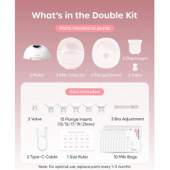 Nuliie S32 Hands-Free Wearable Breast Pump - 4 Modes, Anti-Leak, 2-Pack