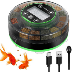 Automatic Fish Feeder for Aquarium - USB Rechargeable, Timer & LCD