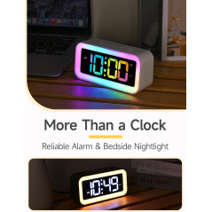 Cadmos Pink Alarm Clock with RGB Night Light – Cute Gift for Girls